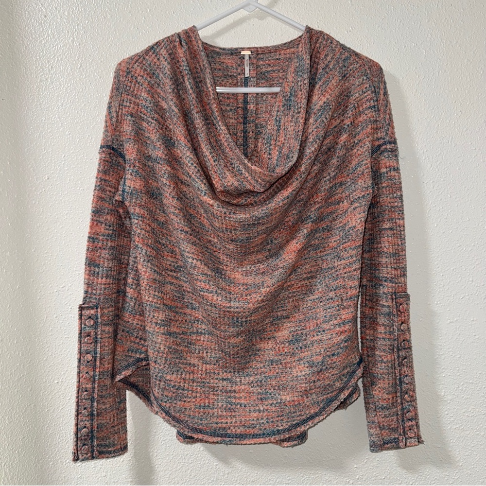 Free People Misty Top Long Sleeve On / Off Shoulder in Retro Combo S multi color